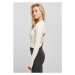 Ladies Cropped Rib Knit Twisted Back Sweater - whitesand