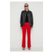 Kalhoty Herskind dámské, červená barva, jednoduché, high waist