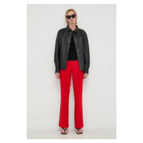 Kalhoty Herskind dámské, červená barva, jednoduché, high waist Birgitte Herskind