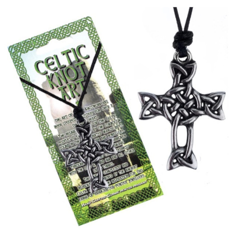 Černá šňůrka na krk a lesklý přívěsek, kříž z keltského uzlu Šperky eshop