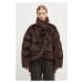 Bunda Ottolinger Furry Strappy Puffer Jacket dámská, hnědá barva, zimní, 1090602521