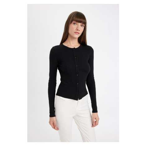 DEFACTO Slim Fit Crew Neck Ribbed Camisole Cardigan