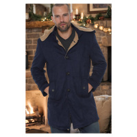 PLT8399 DEWBERRY SUEDE LOOK MEN'S COAT-DARK NAVY BLUE