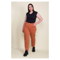 Şans Women's Plus Size Orange 5-Pocket Leg Dirty Stitched Jeans