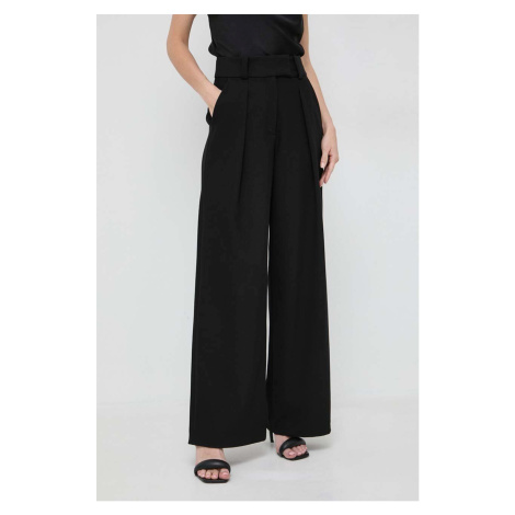Kalhoty Ivy Oak dámské, černá barva, široké, high waist, IO1100X5121 IVY & OAK