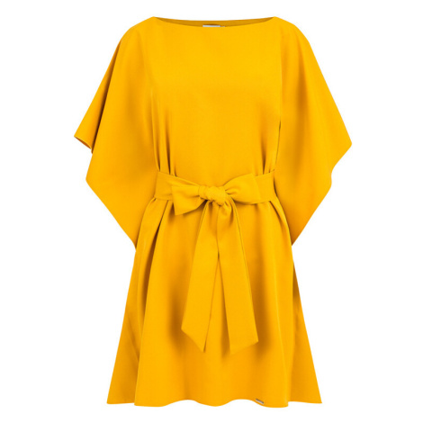 Numoco Dámské šaty s motýly Sofia medová Žlutá