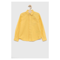 Dětská bavlněná košile Guess žlutá barva