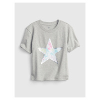 Šedé holčičí tričko GAP hvězda z flitrů