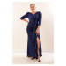 By Saygı Ruffles on the Front and Lined, Glittery Plus Size Dress Saks