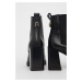 Kožené kotníkové boty Furla Greta dámské, černá barva, na podpatku