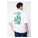 Trendyol White Oversize/Wide Cut Crew Neck Flower Printed 100% Cotton T-Shirt
