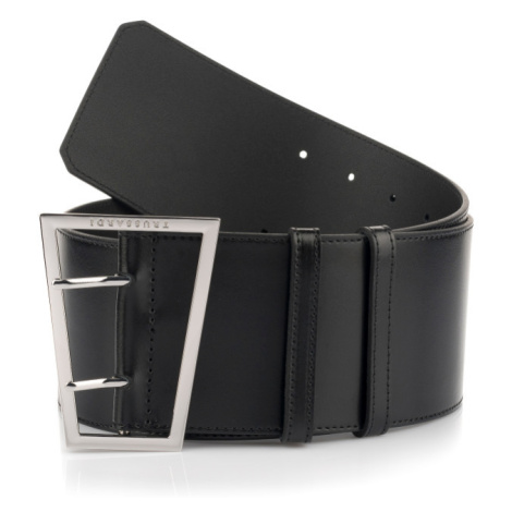 Opasek trussardi belt h 8 cm squared buckle + double holes smoothleather černá
