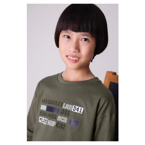 Bavlněné tričko s dlouhým rukávem Mayoral zelená barva, 7012