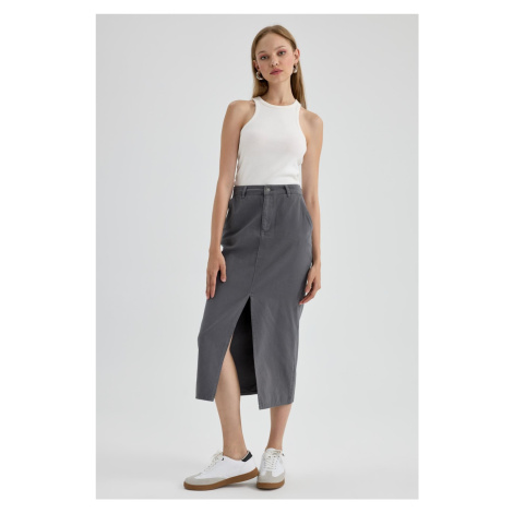 DEFACTO Slit Gabardine Midi Skirt