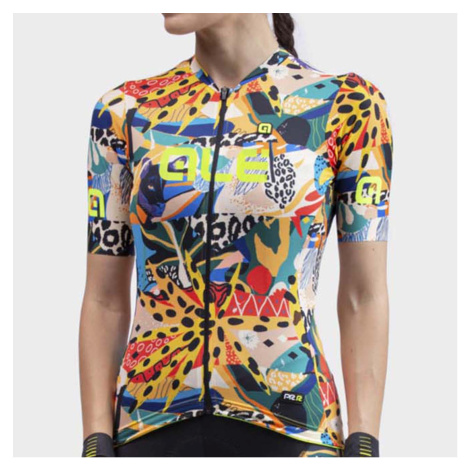 ALÉ Cyklistický dres s krátkým rukávem - PR-R KENYA LADY - béžová/bílá/žlutá/červená/modrá