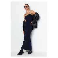 Trendyol Navy Blue Knitted/Fitted Maxi Dress with Straps