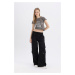 DEFACTO Cool Wide Leg Cargo Normal Waist Trousers