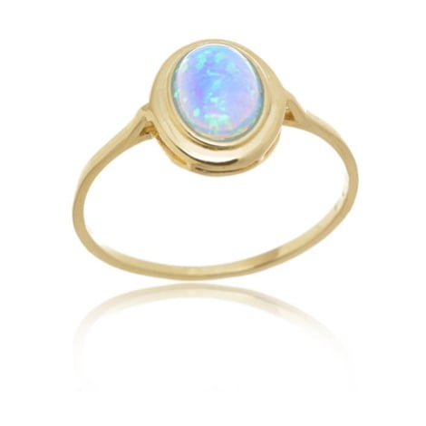 Prsten ze žlutého zlata s modrým opálem PR0550F + DÁREK ZDARMA