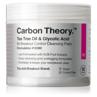 Carbon Theory Tea Tree Oil & Glycolic Acid čisticí tampónky pro rozjasnění a vyhlazení pleti 60 