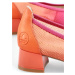 Oranžovo-růžové dámské lodičky s koženými detaily Rieker
