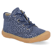 Barefoot dětské kotníkové boty Ricosta - Pepino Dots nautic Bubble M modré