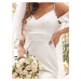 Elegantní svatební šaty s odhalenými rameny - KRÉMOVÉ