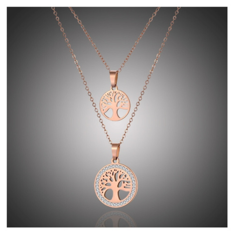 Victoria Filippi Stainless Steel Dvojitý ocelový náhrdelník se zirkony Barbara Gold - strom živo