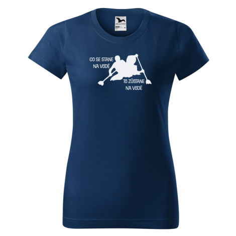 DOBRÝ TRIKO Vtipné dámské tričko s potiskem Co se stane na vodě Barva: Půlnoční modrá