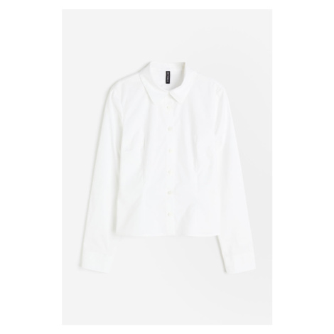 H & M - Přiléhavá popelínová košile - bílá H&M