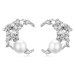GRACE Silver Jewellery Stříbrné náušnice s perlou Moon & Pearl, stříbro 925/1000 E-BSE666/98 Bíl