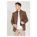 ALTINYILDIZ CLASSICS Men's Mink Standard Fit Regular Fit High Neck Cotton Overcoat