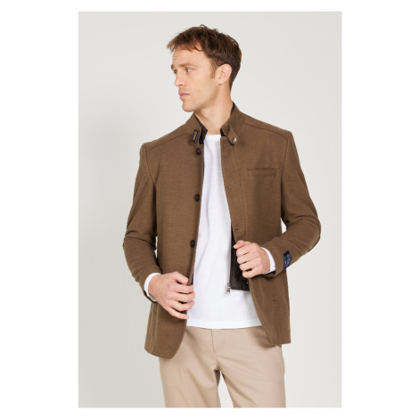 ALTINYILDIZ CLASSICS Men's Mink Standard Fit Regular Fit High Neck Cotton Overcoat AC&Co / Altınyıldız Classics