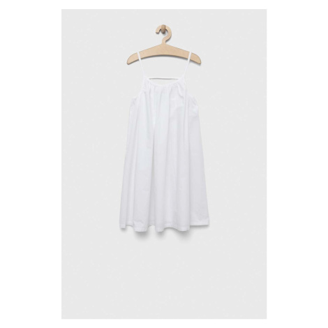 Dětské bavlněné šaty United Colors of Benetton bílá barva, midi