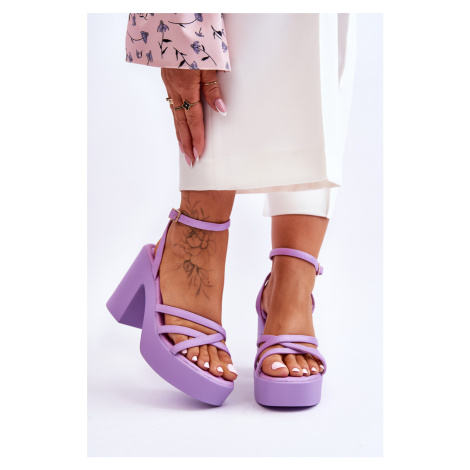 Módní sandály na vysokém podpatku s pásky fialove Shemira Kesi