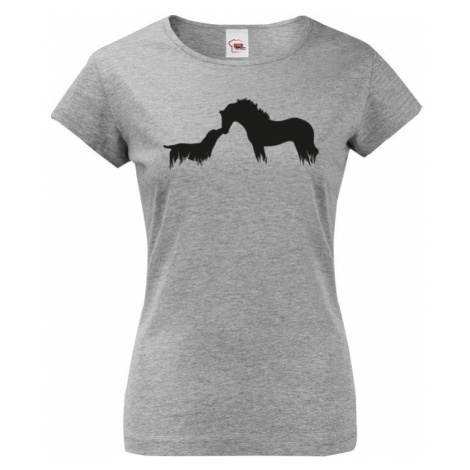 Dámské tričko - Potisk kůň a pes BezvaTriko