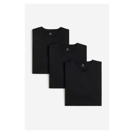 H & M - Tričko Regular Fit 3 kusy - černá H&M