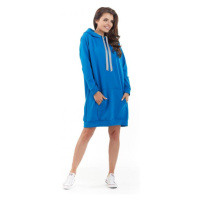 Modré mikinové šaty s kapucí pro dámy