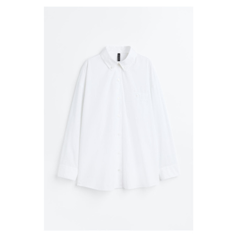 H & M - Oversized popelínová košile - bílá H&M