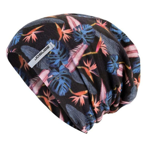Čepice SENSOR Merino Impress černá/floral