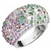 Evolution Group Stříbrný prsten s krystaly Swarovski mix barev fialová růžová zelená 35028.3