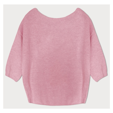 Volný svetr v bledě růžové barvě s mašlí na zádech (759ART) Made in Italy