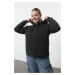 Trendyol Curve Black Hooded Knitted Sweatshirt