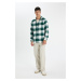 DEFACTO Regular Fit Polo Collar Plaid Flannel Long Sleeve Shirt