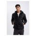 DEFACTO Water Repellent Slim Fit Slim Cut Hooded Plush Lining Zipper Closure Pocket Faux Leather