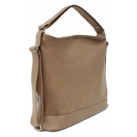 Světle hnědá velká dámská kožená kabelka s kombinací batohu Beauvais Arwena (PL)