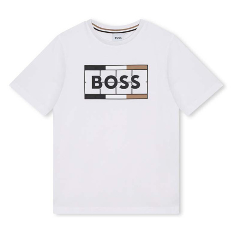 Dětská bavlněná souprava BOSS bílá barva Hugo Boss