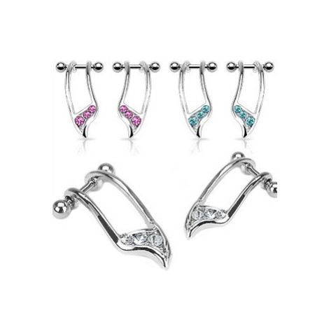 Set piercingů do ucha - tři ozdobné zirkony - Barva zirkonu: Růžová - P Šperky eshop