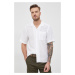 Plátěná košile Calvin Klein pánská, bílá barva, regular, K10K109521