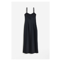 H & M - Saténové šaty slip dress - černá