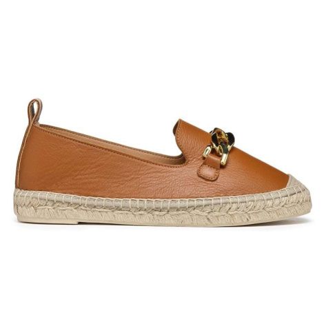 Kožené espadrilky Geox D LAMPEDUSA A hnědá barva, D36V0A00085C6001